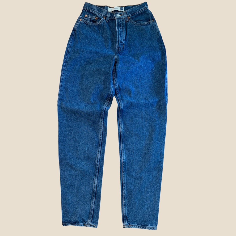 Vintage Gap Reverse Fit Jeans High Rise Tapered Leg Blue Denim 8 Long 90s Style